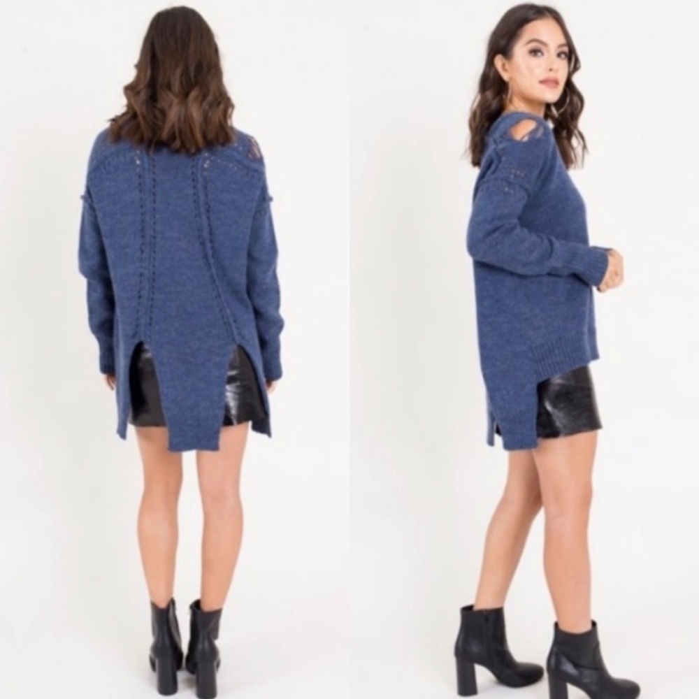 Blue Distressed Sweater